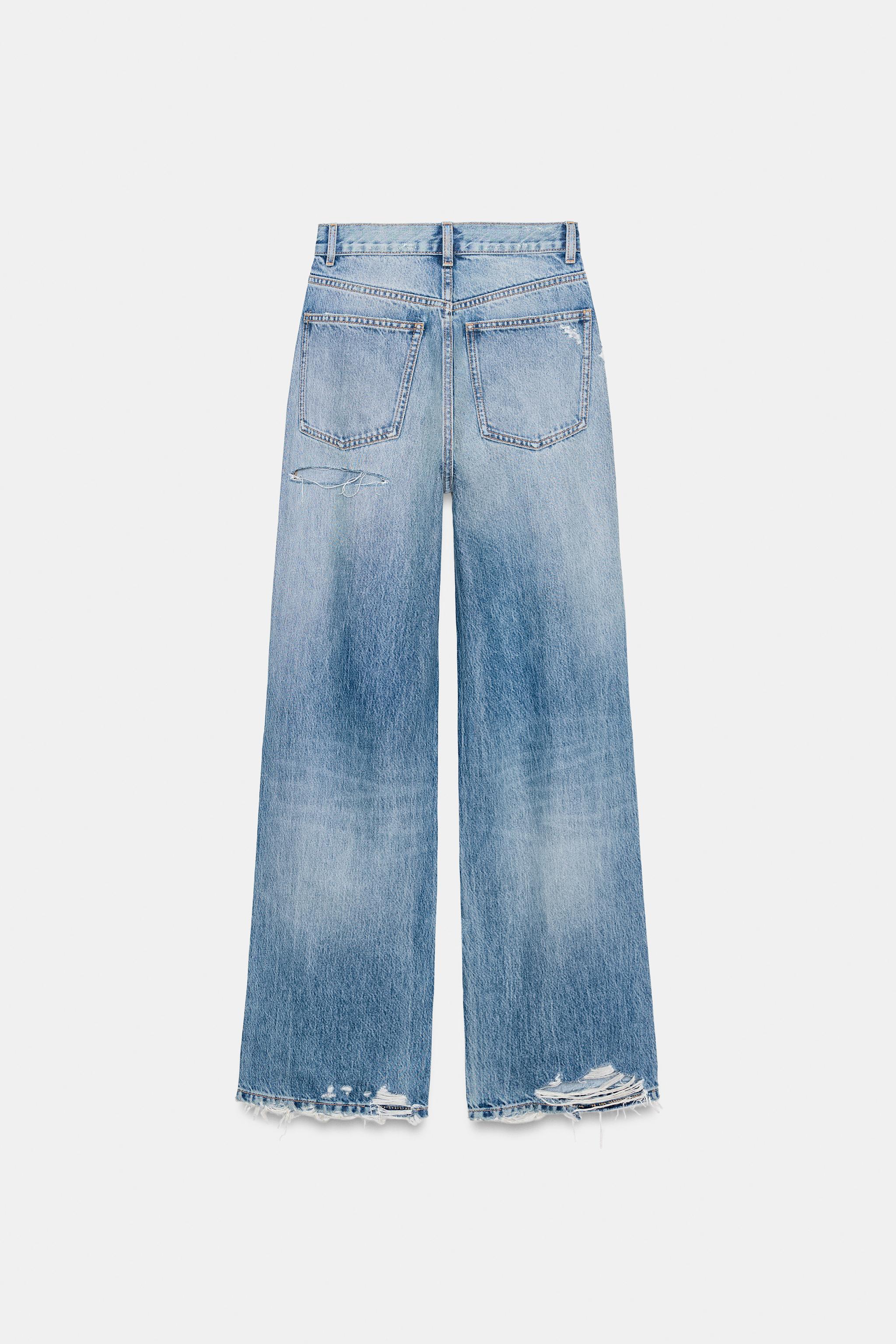 TRF RIPPED HIGH WAIST WIDE LEG JEANS